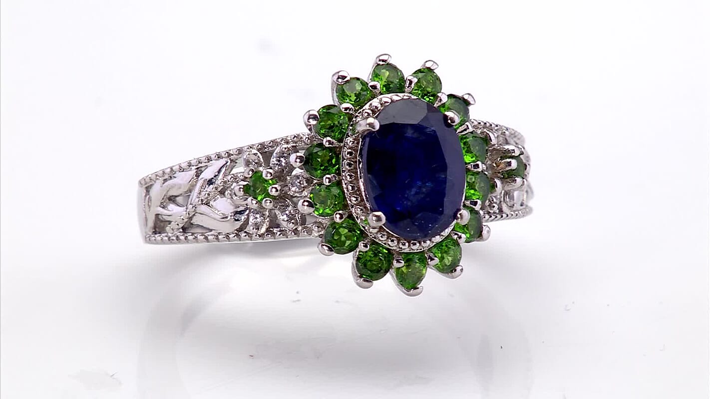 EverTrue Masoala Sapphire (D), Multi Gemstone Ring in Platinum Bond (Size 10.0) 2.70 ctw