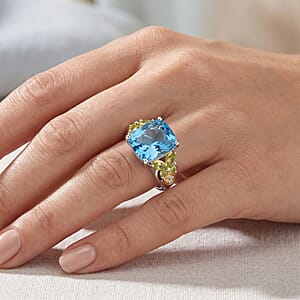 EverTrue Sky Blue Topaz and Multi Gemstone 6.25 ctw Ring in 18K YG Plated and Platinum Bond