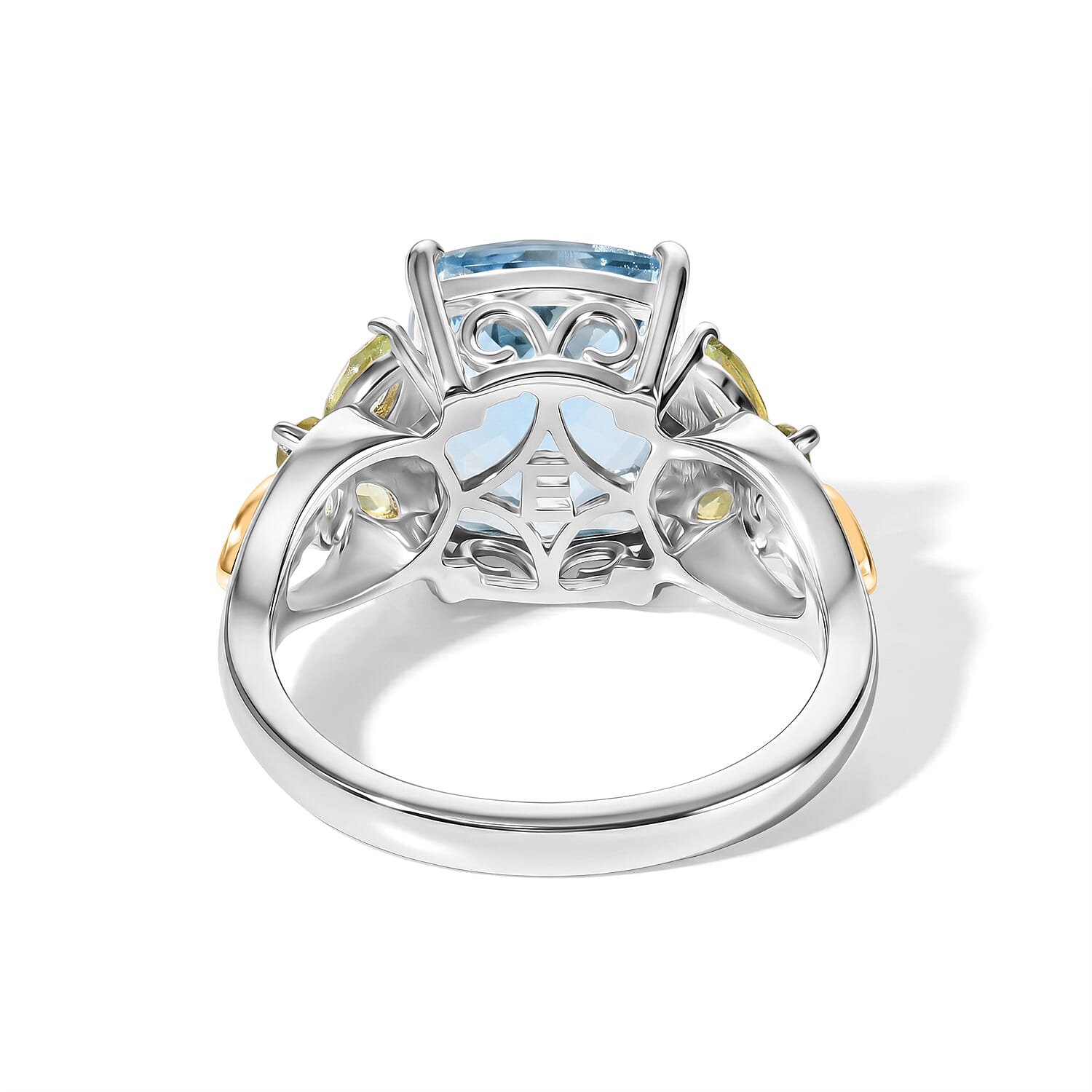 EverTrue Sky Blue Topaz and Multi Gemstone 6.25 ctw Ring in 18K YG Plated and Platinum Bond (Size 9.0)