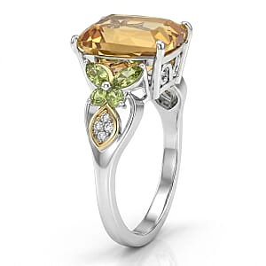 EverTrue Brazilian Citrine and Multi Gemstone 4.80 ctw Ring in 18K YG Plated and Platinum Bond (Size 10.0)