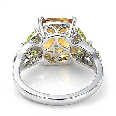 EverTrue Brazilian Citrine and Multi Gemstone 4.80 ctw Ring in 18K YG Plated and Platinum Bond (Size 10.0)