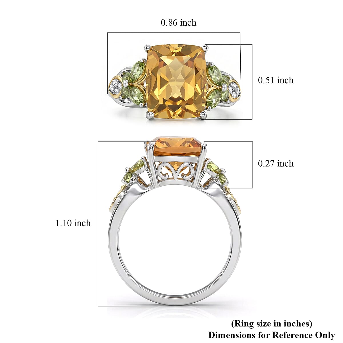 EverTrue Brazilian Citrine and Multi Gemstone 4.80 ctw Ring in 18K YG Plated and Platinum Bond (Size 10.0) image number 5