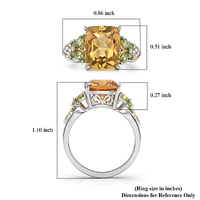 EverTrue Brazilian Citrine and Multi Gemstone 4.80 ctw Ring in 18K YG Plated and Platinum Bond (Size 10.0)
