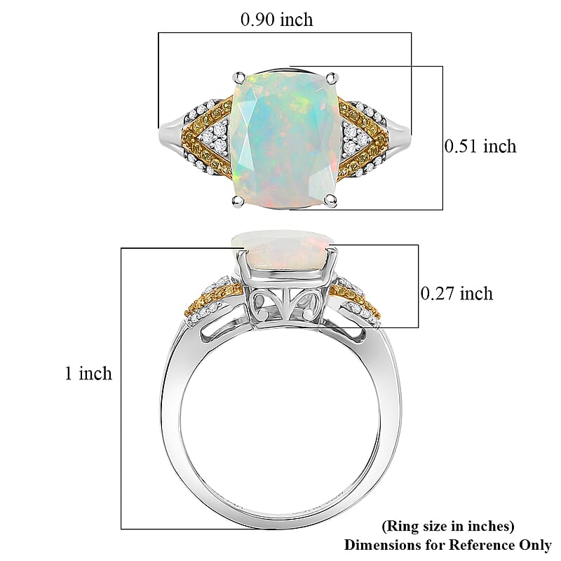 D'Joy Ethiopian Welo Opal and Multi Gemstone 2.80 ctw Royal Arch Spectrum Ring in Rhodium Over Sterling Silver (Size 10.0)