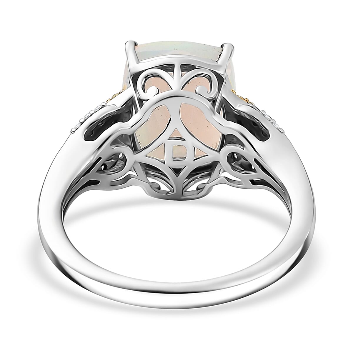 D'Joy Ethiopian Welo Opal and Multi Gemstone 2.80 ctw Royal Arch Spectrum Ring in Rhodium Over Sterling Silver (Size 6.0) image number 4