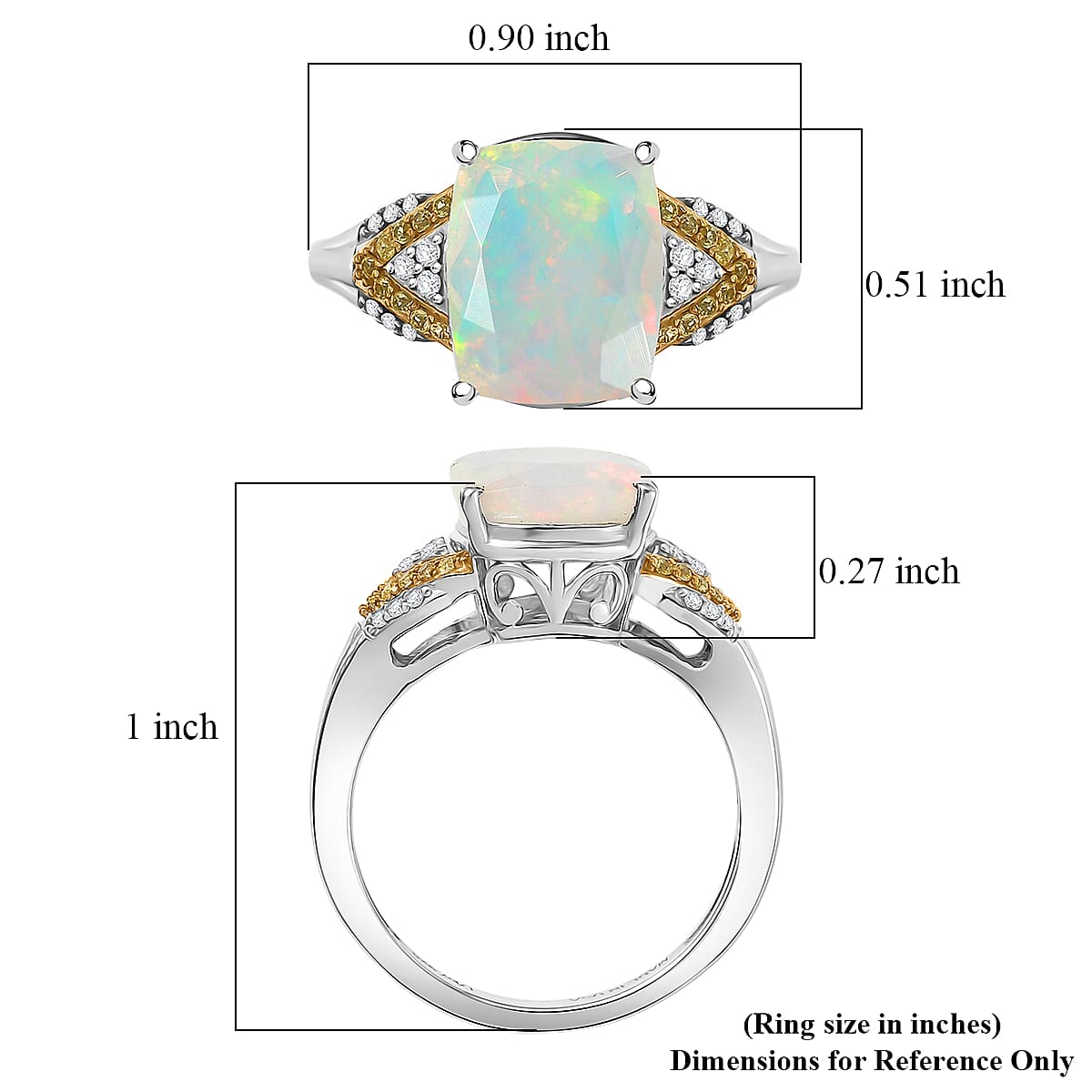 D'Joy Ethiopian Welo Opal and Multi Gemstone 2.80 ctw Royal Arch Spectrum Ring in Rhodium Over Sterling Silver (Size 9.0) image number 5