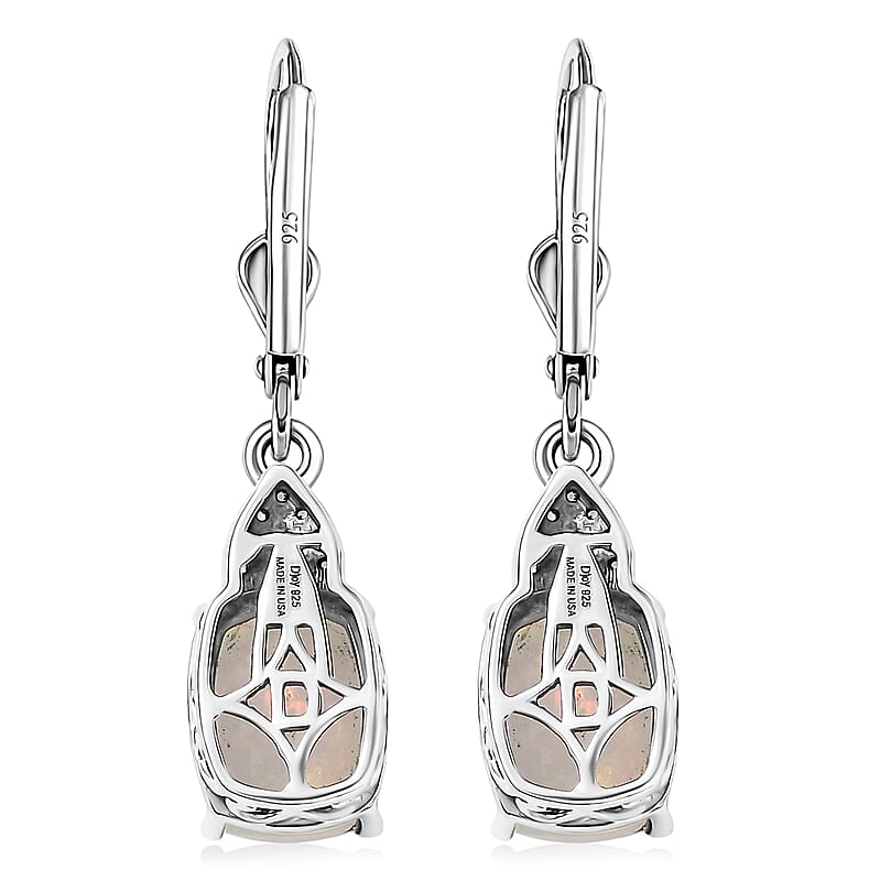 D'Joy Ethiopian Welo Opal and Multi Gemstone 2.75 ctw Royal Arch Spectrum Earrings in Rhodium Over Sterling Silver