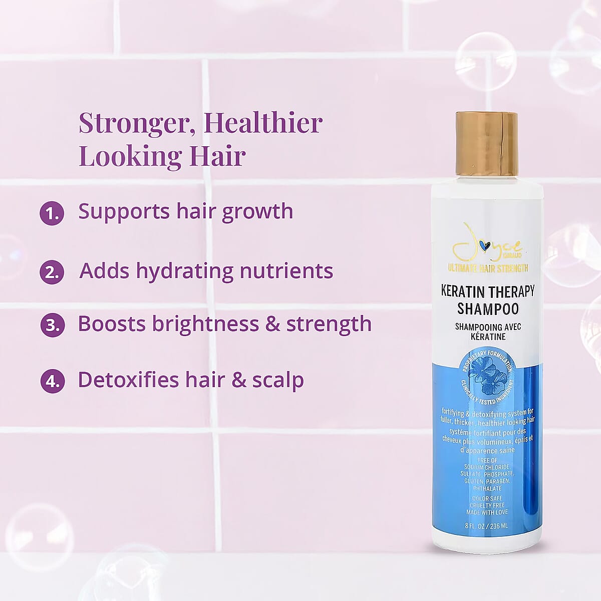 Joyce Giraud Ultimate Hair Strength Keratin Therapy Shampoo (8oz) Made in US (Ships in 7-10 Days) image number 2