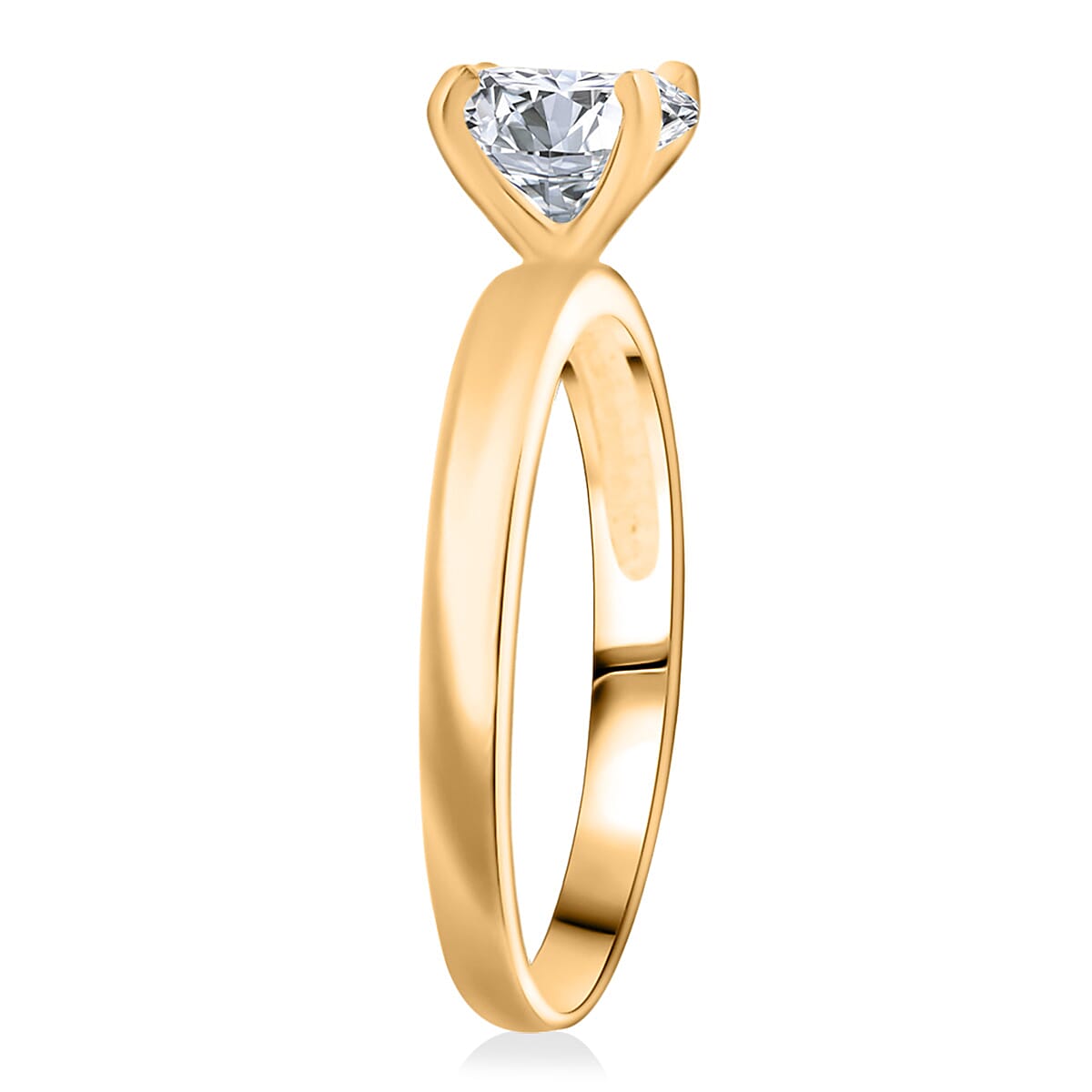 Simulated Diamond 1.60 ctw Solitaire Ring in 14K Yellow Gold Over Sterling Silver (Size 10.0) image number 3