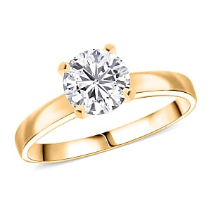 Simulated Diamond 1.60 ctw Solitaire Ring in 14K Yellow Gold Over Sterling Silver (Size 6.0)