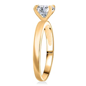 Simulated Diamond Solitaire Ring in 14K YG Over Sterling Silver 1.60 ctw (Size 9.0)