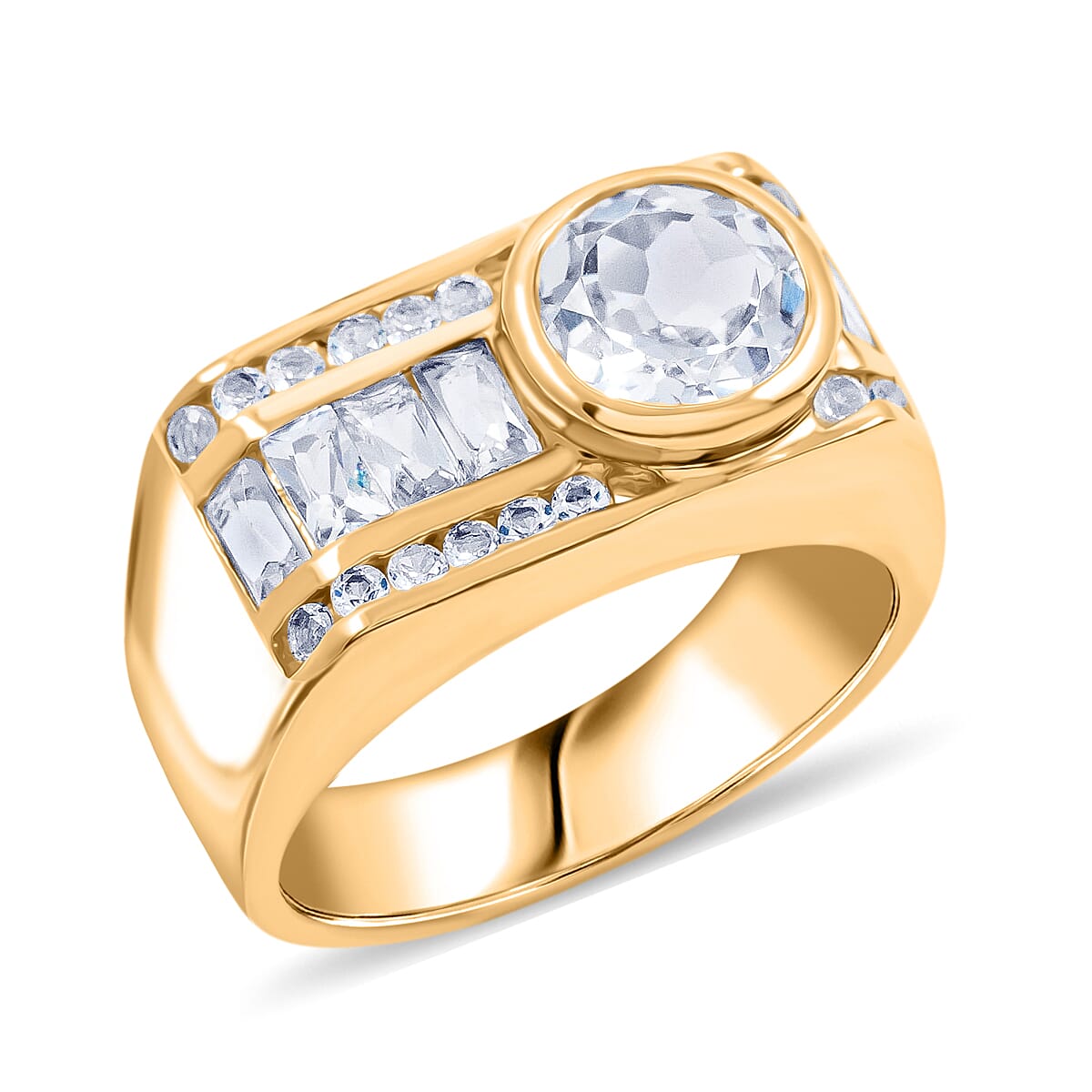 White Topaz 1.80 ctw Ring in 14K Yellow Gold Over Sterling Silver (Size 10.0) image number 0