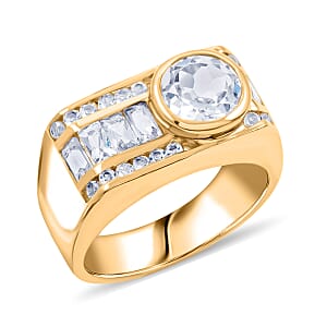 White Topaz 1.80 ctw Ring in 14K Yellow Gold Over Sterling Silver (Size 10.0)