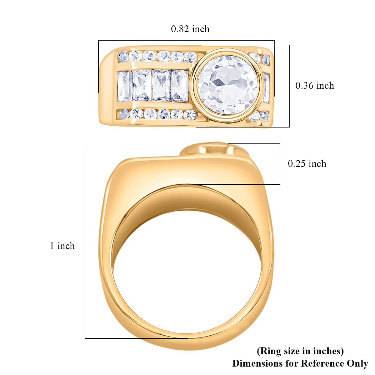 White Topaz 1.80 ctw Citadel Brilliance Ring in 14K Yellow Gold Over Sterling Silver (Size 7.0) image number 4
