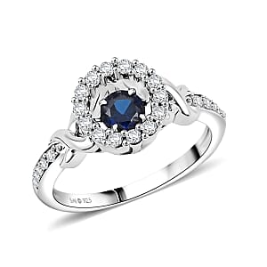 Lab Created Blue and White Sapphire 1.00 ctw Ring in Sterling Silver (Size 7.0) 