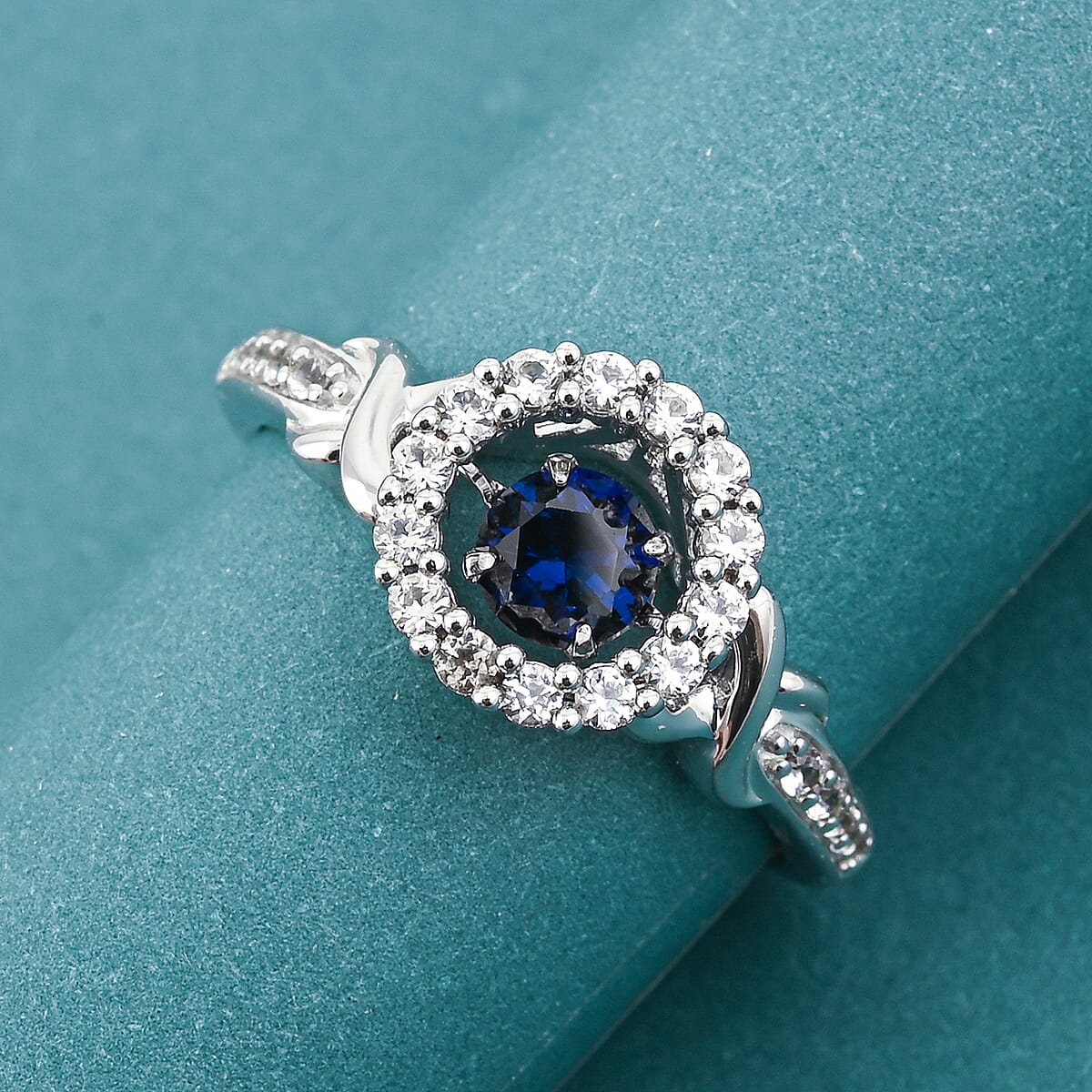 Lab Created Blue and White Sapphire 1.00 ctw Ring in Sterling Silver (Size 7.0)  image number 1