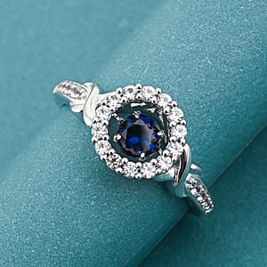 Lab Created Blue and White Sapphire Ring in Sterling Silver 1.00 ctw (Size 7.0)