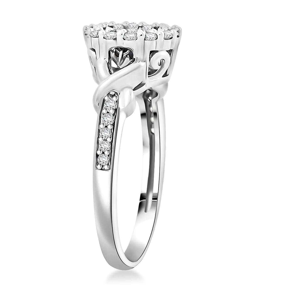 Lab Created Blue and White Sapphire 1.00 ctw Ring in Sterling Silver (Size 7.0)  image number 3