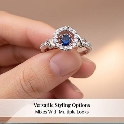 Lab Created Blue and White Sapphire Ring in Sterling Silver 1.00 ctw (Size 7.0)