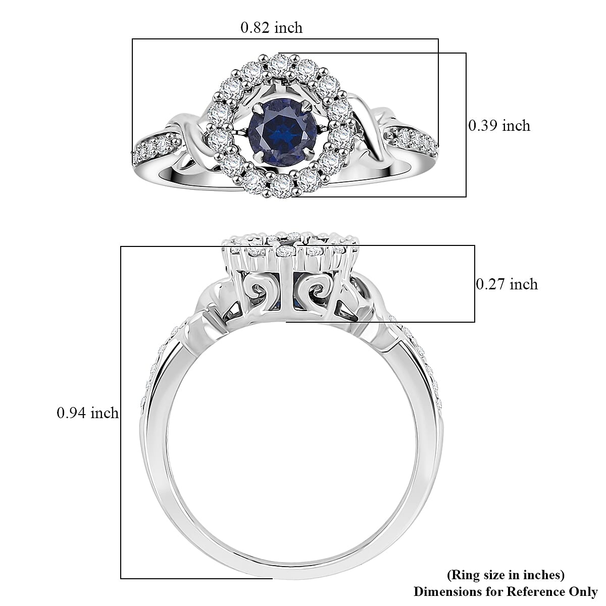Lab Created Blue and White Sapphire 1.00 ctw Ring in Sterling Silver (Size 7.0)  image number 5