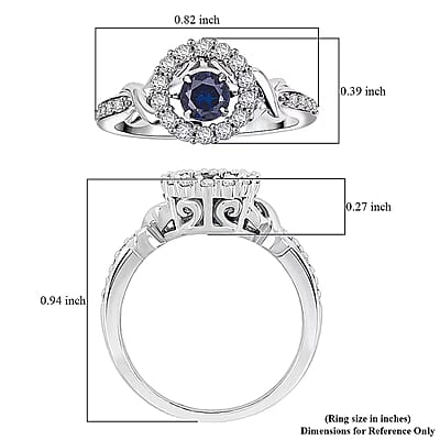 Lab Created Blue and White Sapphire Ring in Sterling Silver 1.00 ctw (Size 7.0)