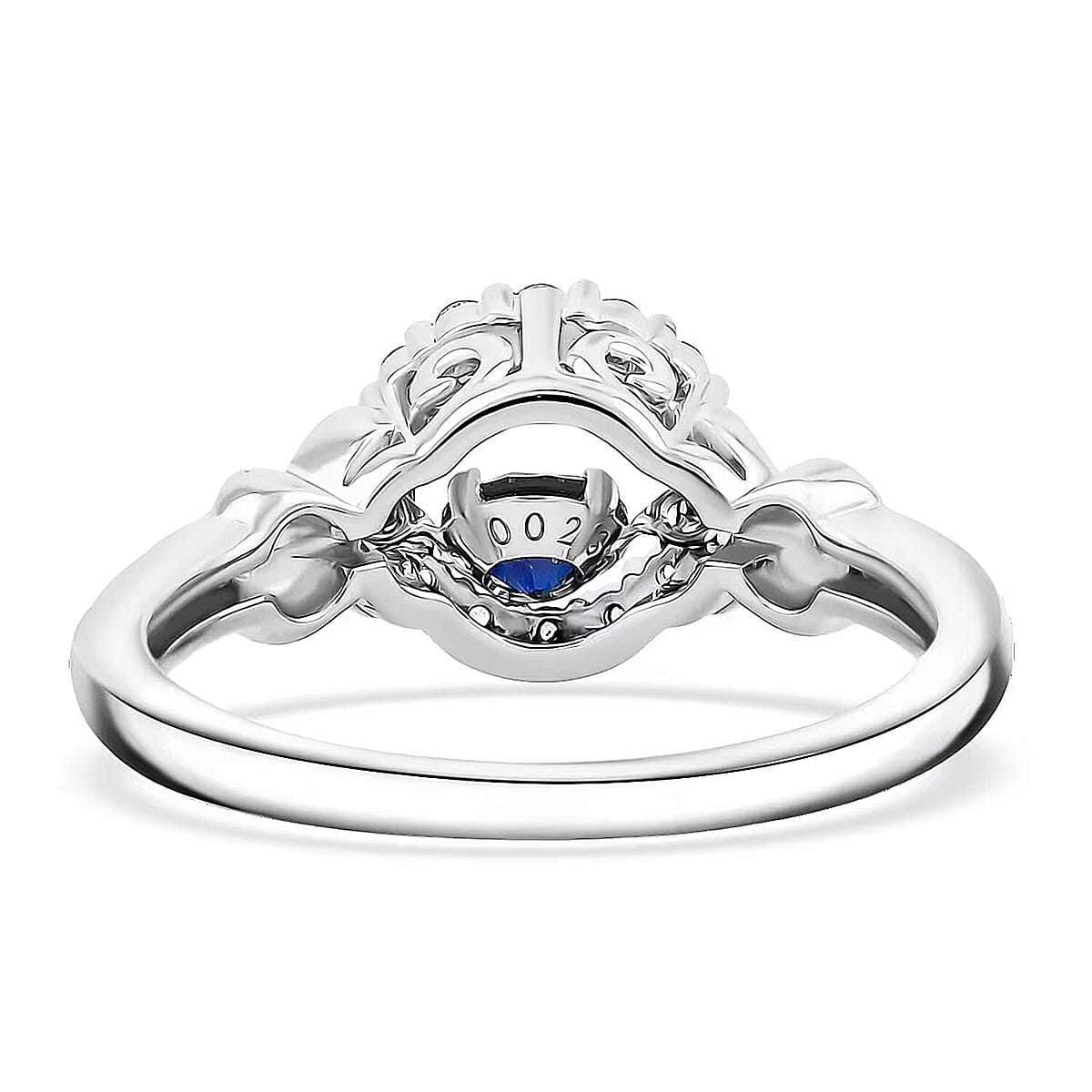 Lab Created Blue and White Sapphire Ring in Sterling Silver 1.00 ctw (Size 7.0) image number 6