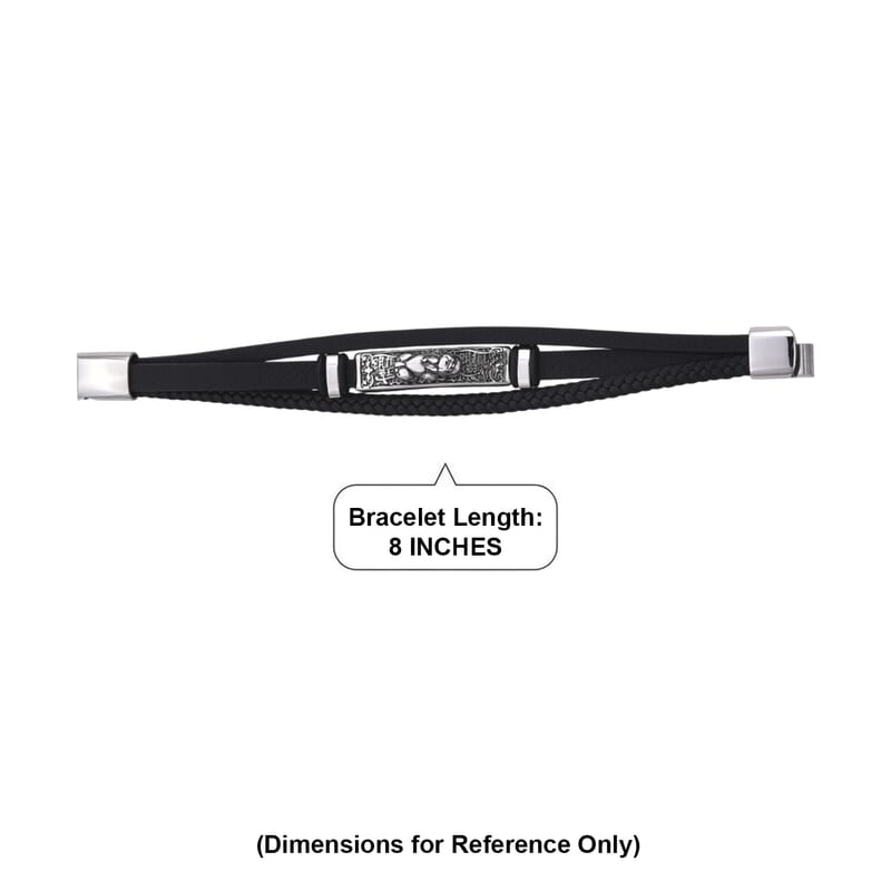 Braided Microfiber Leather Bracelet in Stainless Steel (8.00 In)