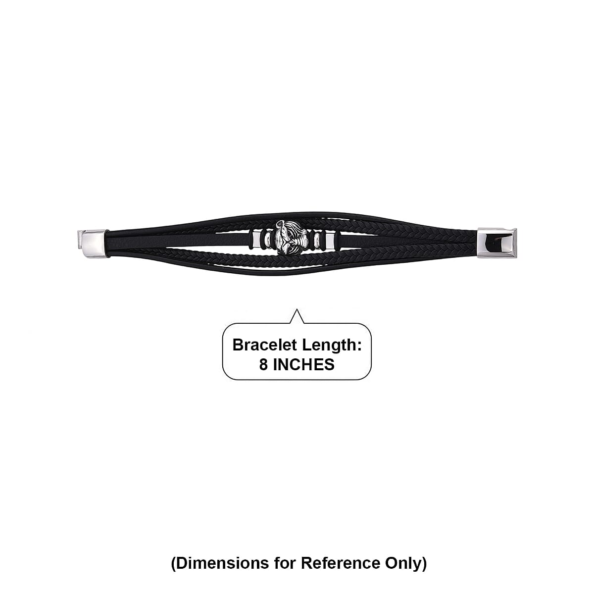 Braided Microfiber Leather Bracelet in Stainless Steel (8.00 In) image number 5