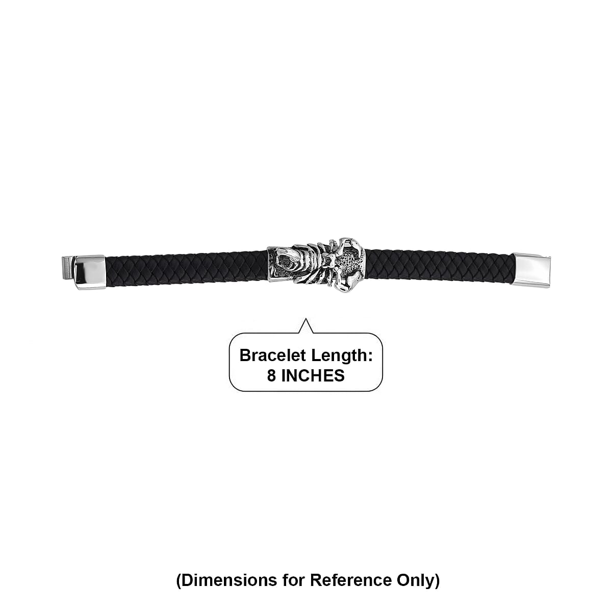 Braided Microfiber Leather Bracelet in Stainless Steel (8.00 In) image number 5