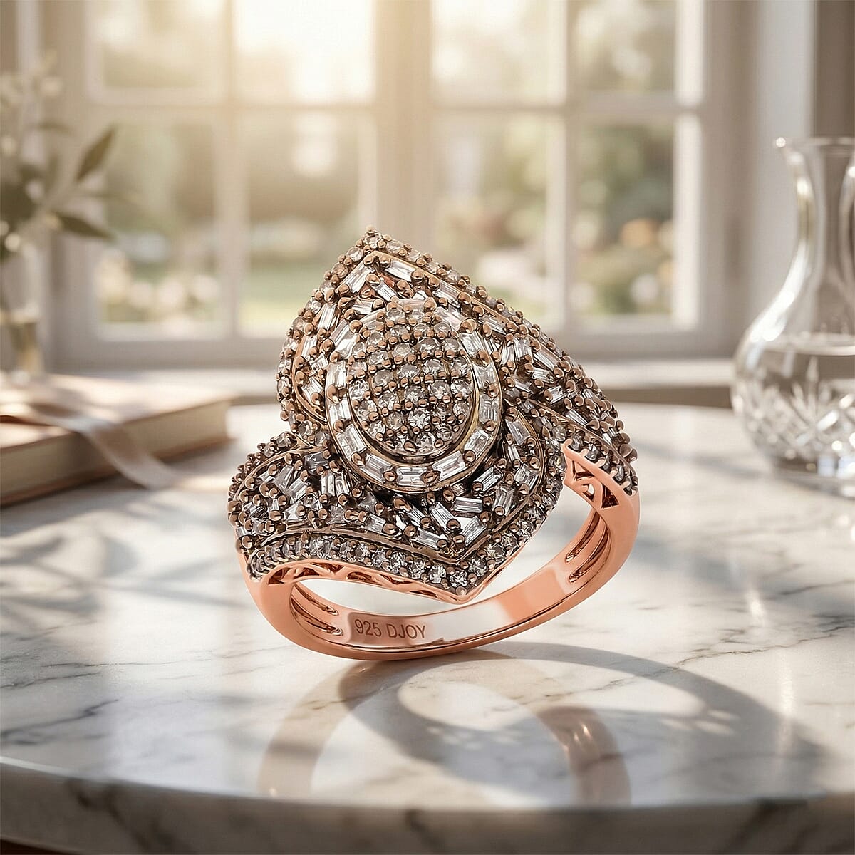 D'Joy Natural Champagne Diamond 1.00 ctw Ring in 18K Vermeil Rose Gold Over Sterling Silver (Size 7.0) image number 1