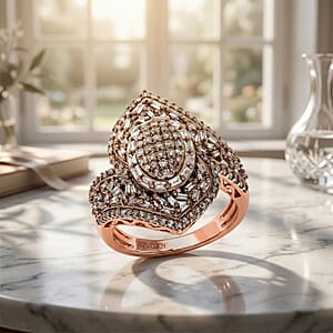 D'Joy Natural Champagne Diamond 1.00 ctw Ring in 18K Vermeil Rose Gold Over Sterling Silver (Size 7.0)