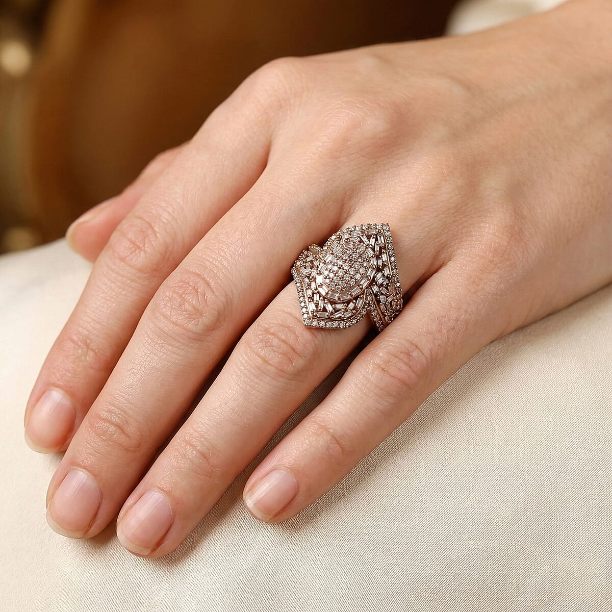 D'Joy Natural Champagne Diamond 1.00 ctw Ring in 18K Vermeil Rose Gold Over Sterling Silver (Size 7.0) image number 2