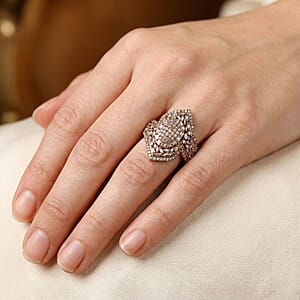 D'Joy Natural Champagne Diamond 1.00 ctw Ring in 18K Vermeil Rose Gold Over Sterling Silver (Size 7.0)