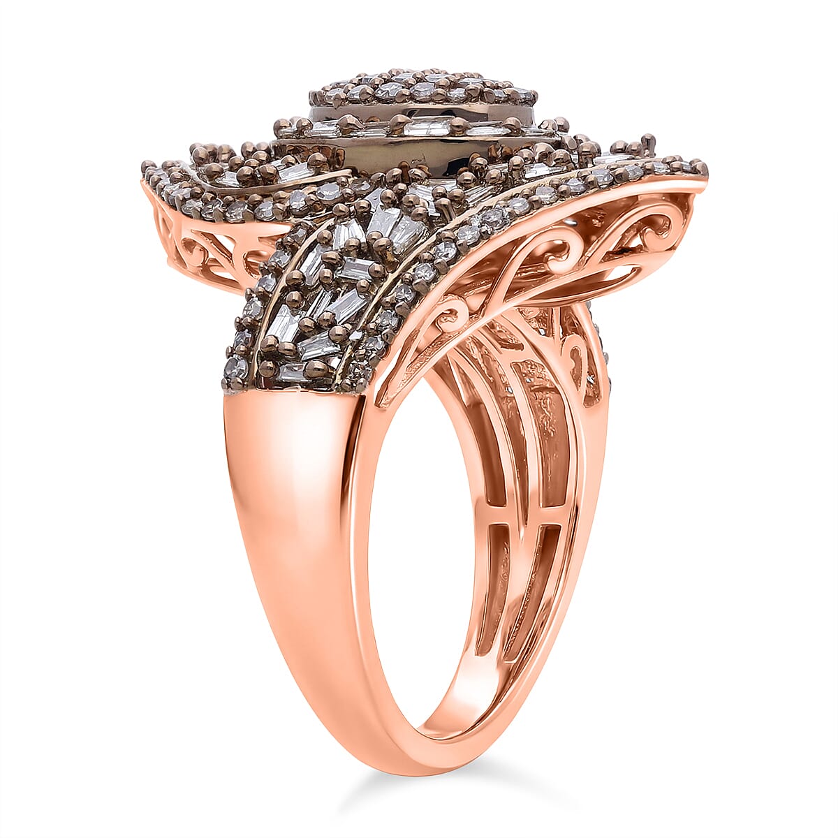D'Joy Natural Champagne Diamond 1.00 ctw Ring in 18K Vermeil Rose Gold Over Sterling Silver (Size 7.0) image number 3