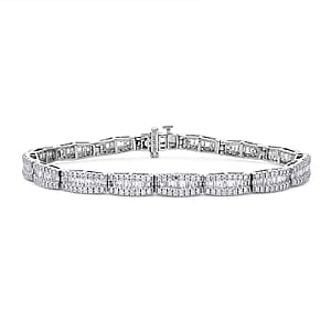 Luxuriant Lab Grown Diamond G-H SI 4.00 ctw Bracelet in Rhodium Over Sterling Silver (6.50 In)