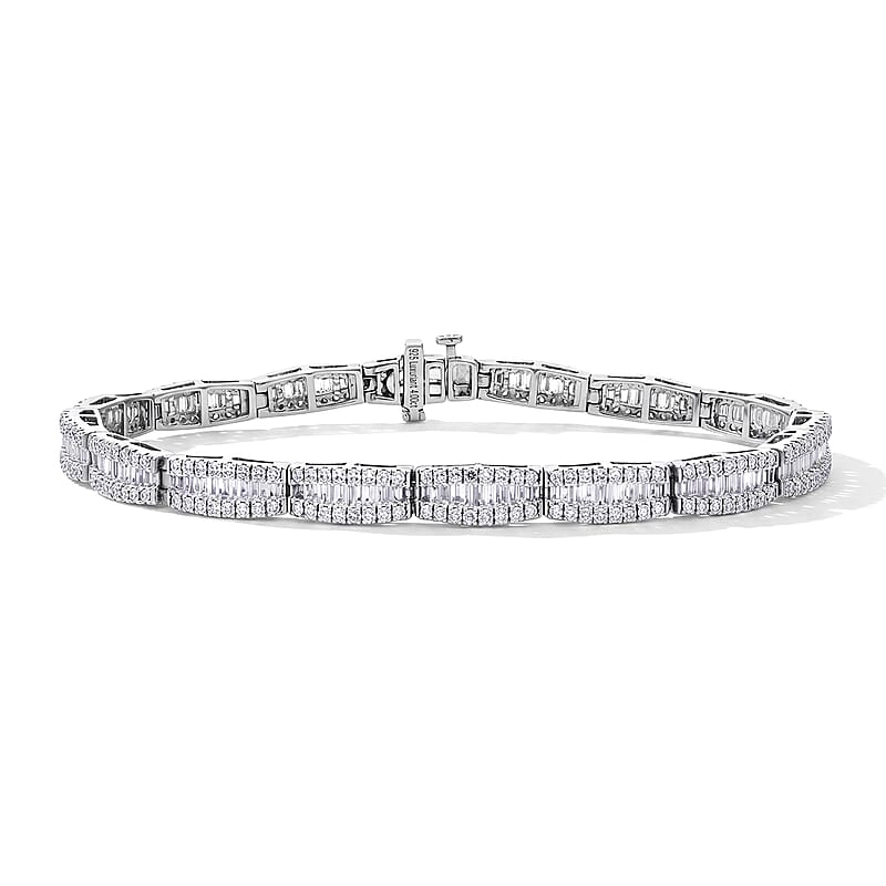 Luxuriant Lab Grown Diamond G-H SI 4.00 ctw Bracelet in Rhodium Over Sterling Silver (6.50 In)