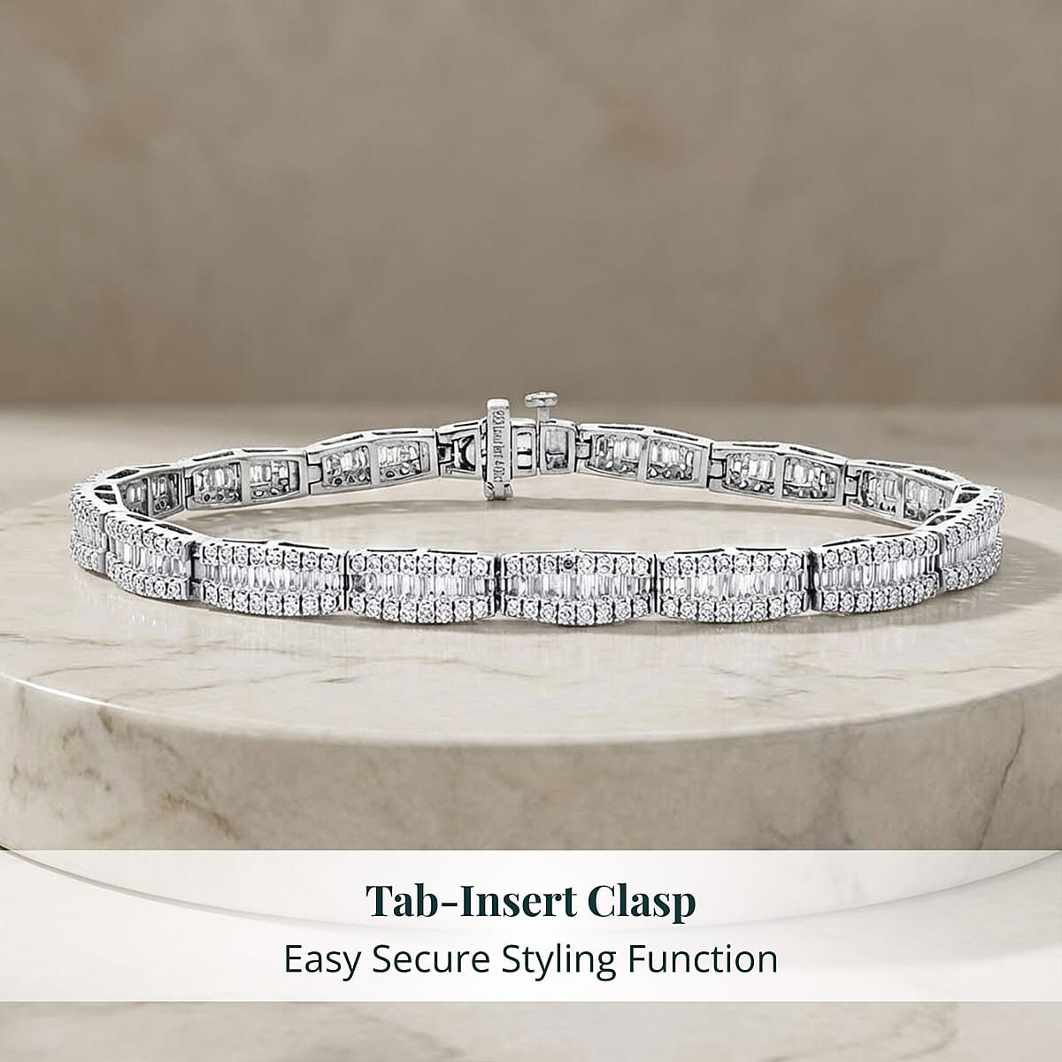 Luxuriant Lab Grown Diamond G-H SI 4.00 ctw Bracelet in Rhodium Over Sterling Silver (6.50 In) image number 4