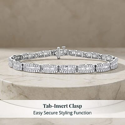 Luxuriant Lab Grown Diamond G-H SI 4.00 ctw Bracelet in Rhodium Over Sterling Silver (6.50 In)