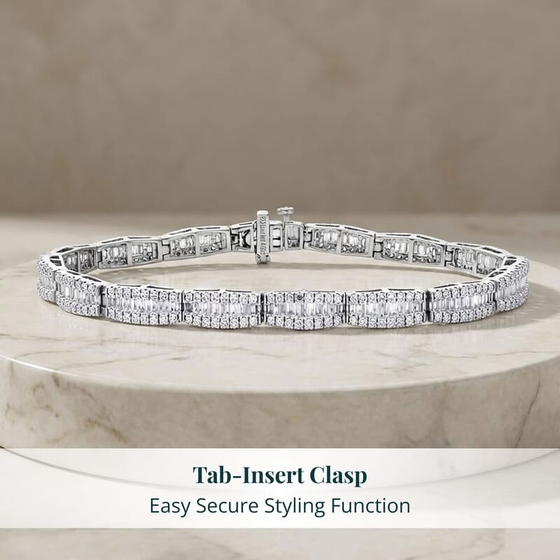 Luxuriant Lab Grown Diamond G-H SI 4.00 ctw Bracelet in Rhodium Over Sterling Silver (6.50 In)