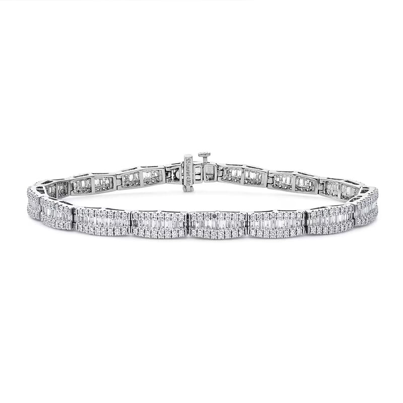 Luxuriant Lab Grown Diamond G-H SI 4.00 ctw Bracelet in Rhodium Over Sterling Silver (8.00 In)