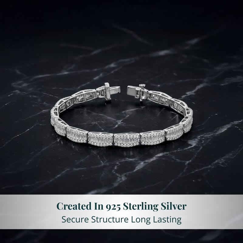 Luxuriant Lab Grown Diamond G-H SI 4.00 ctw Bracelet in Rhodium Over Sterling Silver (8.00 In)