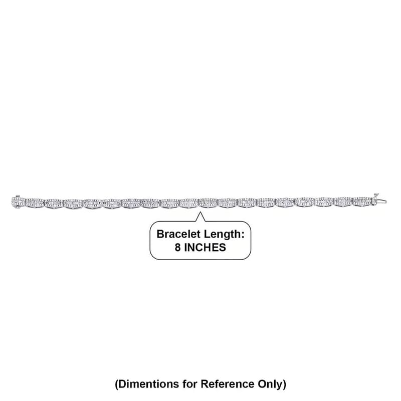 Luxuriant Lab Grown Diamond G-H SI 4.00 ctw Bracelet in Rhodium Over Sterling Silver (8.00 In)