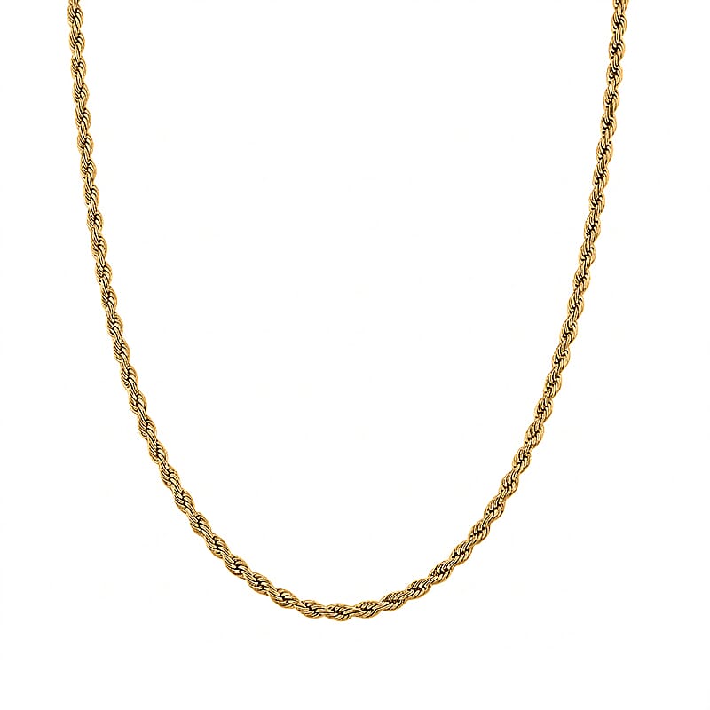 Imperial Rope Twist Necklace (20-22 Inches) in ION Plated YG Stainless Steel