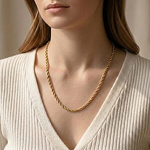 Imperial Rope Twist Necklace (20-22 Inches) in ION Plated YG Stainless Steel