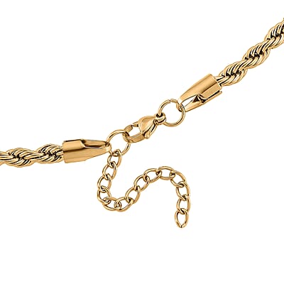 Imperial Rope Twist Necklace (20-22 Inches) in ION Plated YG Stainless Steel