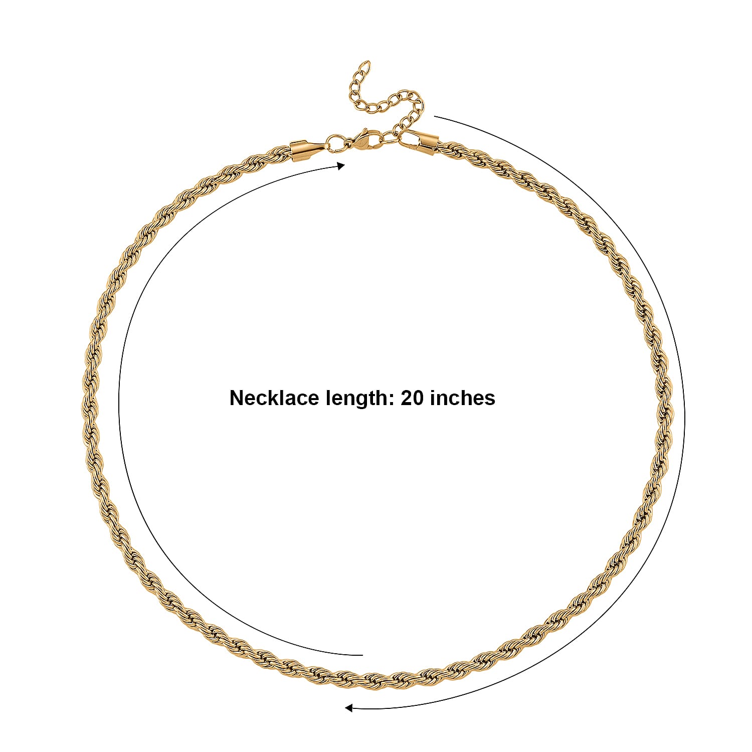 Imperial Rope Twist Necklace (20-22 Inches) in ION Plated YG Stainless Steel