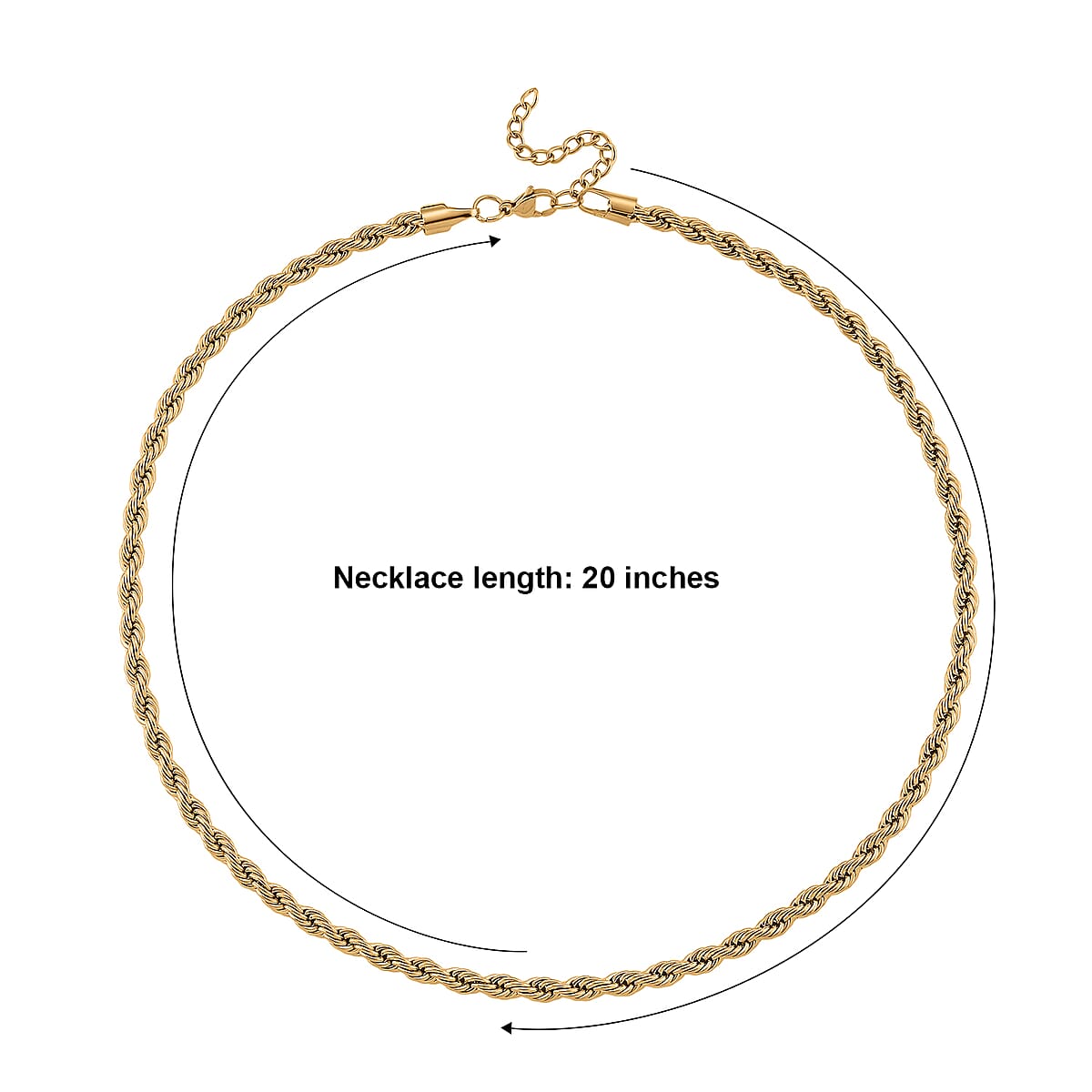 Imperial Rope Twist Necklace (20-22 Inches) in ION Plated YG Stainless Steel image number 5