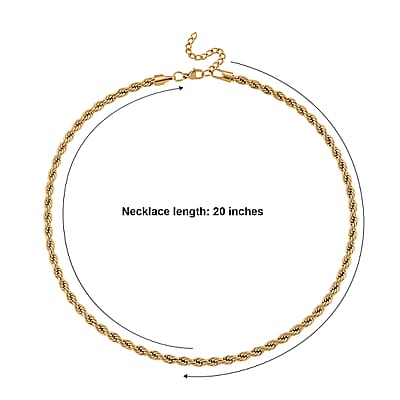 Imperial Rope Twist Necklace (20-22 Inches) in ION Plated YG Stainless Steel