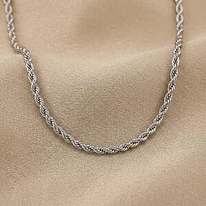 Imperial Rope Twist Necklace (20-22 Inches) in Stainless Steel