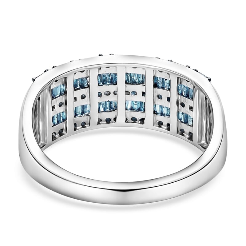 D'Joy Blue Diamond 1.00 ctw Eternal Band Ring in Rhodium Over Sterling Silver (Size 6.0)